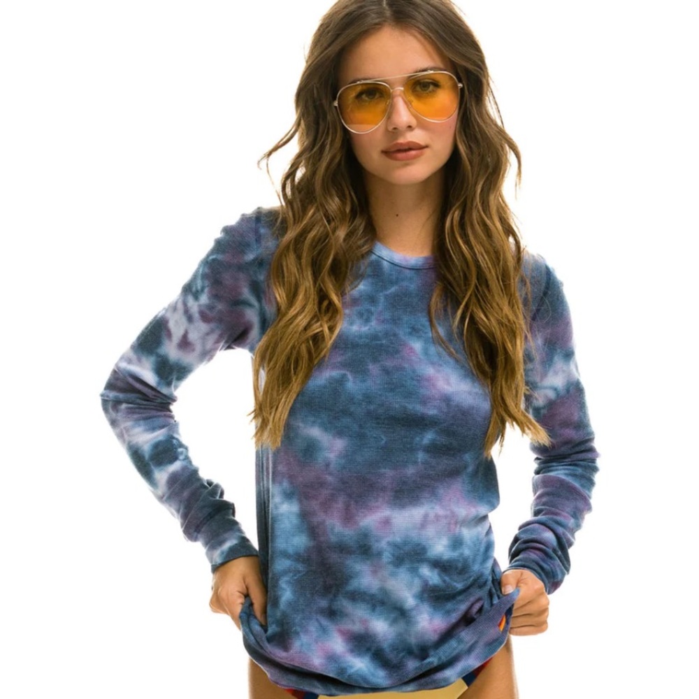 Sold Out NWT Aviator Nation Hand Dyed Thermal Tie Dye Sz L